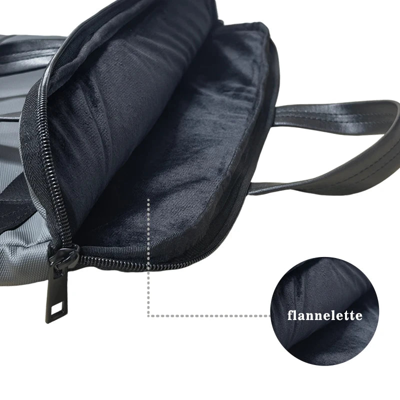 Premium Matte Textured Patchwork Business Briefcase - Professional Laptop Bag — Gray - Close-up View - Driulug supplier