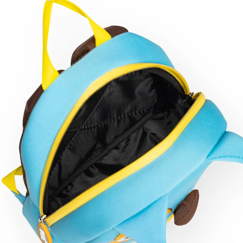 Cute Owl Kids Backpack — 3D Neoprene Cartoon Toddler School Bag, Light Blue