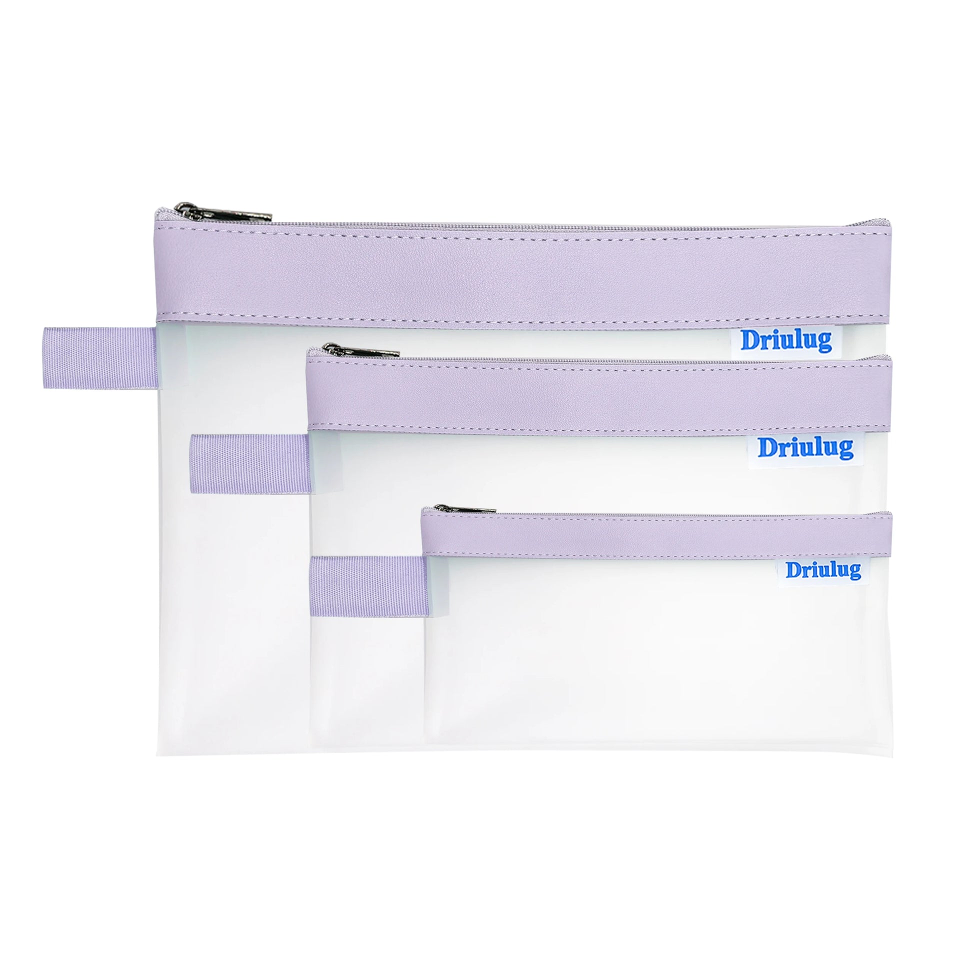 Minimalist Purple Frosted Waterproof Zipper Storage Pouch Set (3-Piece) - Eco-Friendly TPU Organizer - Main View - Driulug supplier