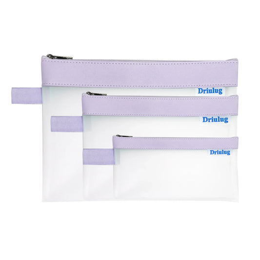 Bulk Pack: Large Minimalist Frosted Waterproof Zipper Storage Pouch (Set of 3 - Single Size) — Purple - Main View - Driulug supplier