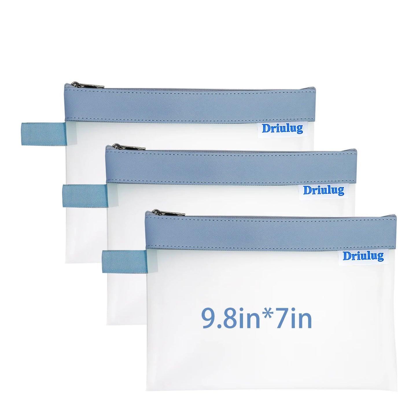 Bulk Pack: Medium Minimalist Frosted Waterproof Zipper Storage Pouch (Set of 3 - Single Size) - Side View - Driulug supplier