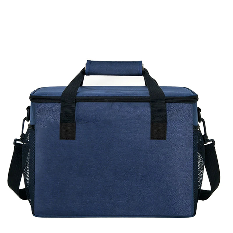 20L Extra Thickened Insulated Picnic Cooler Bag with Shoulder Strap — Black - Side View - Driulug supplier