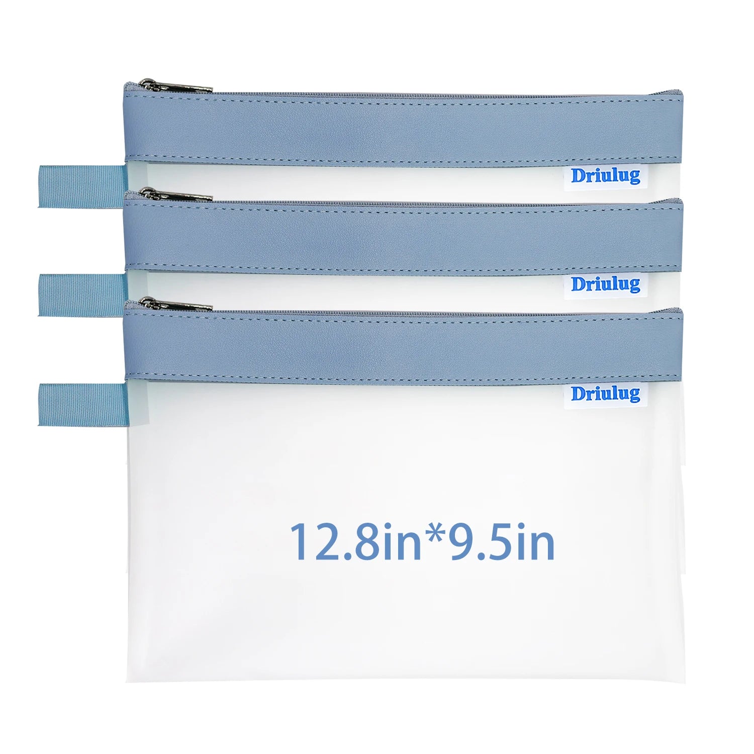 Bulk Pack: Large Minimalist Frosted Waterproof Zipper Storage Pouch (Set of 3 - Single Size) - Side View - Driulug supplier