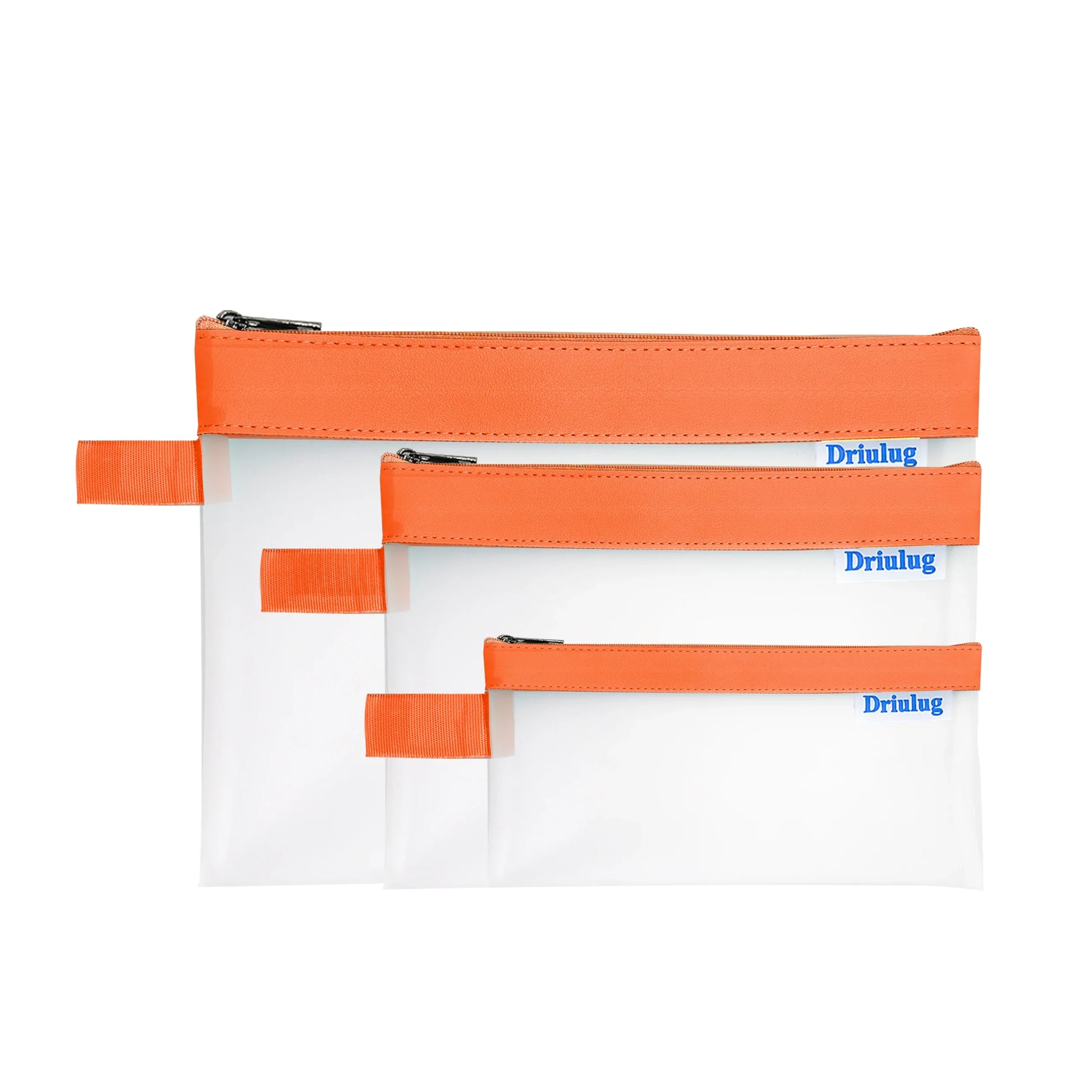 Minimalist Orange Frosted Waterproof Zipper Storage Pouch Set (3-Piece) - Eco-Friendly TPU Organizer - Main View - Driulug supplier