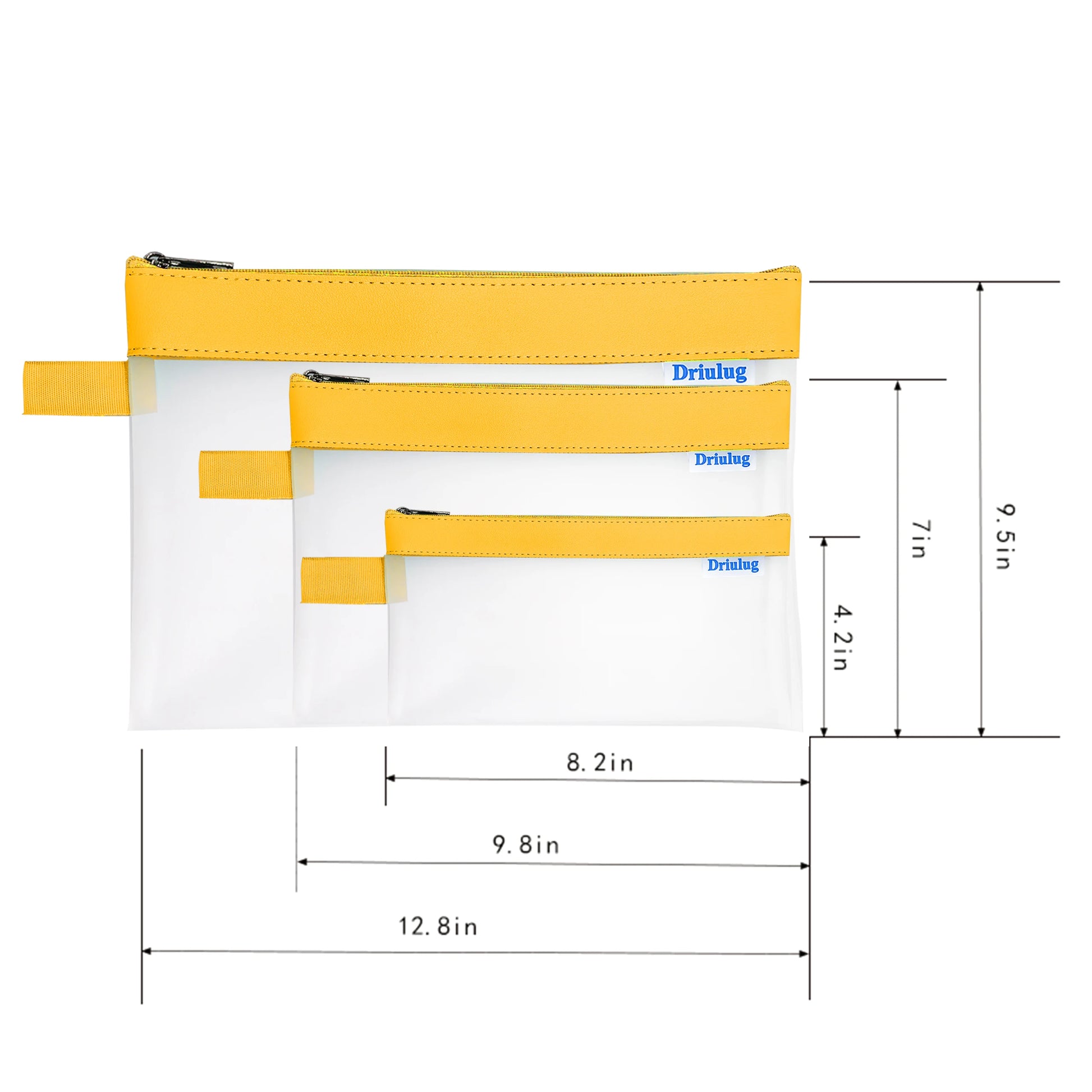 Minimalist Frosted Waterproof Zipper Storage Pouch Set (3-Piece) - Eco-Friendly TPU Organizer - Side View - Driulug supplier