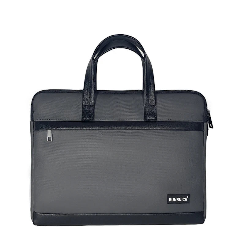 Premium Matte Textured Patchwork Business Briefcase - Professional Laptop Bag — Gray - Main View - Driulug supplier