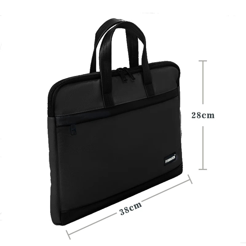 Premium Matte Textured Patchwork Business Briefcase - Professional Laptop Bag — Black - Detail View - Driulug supplier