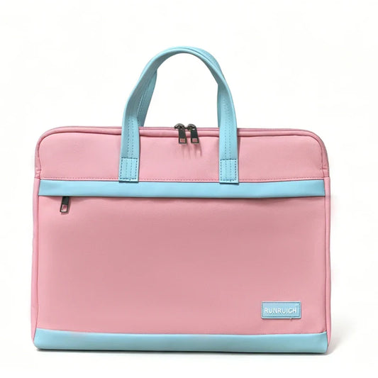 Premium Matte Textured Patchwork Business Briefcase - Professional Laptop Bag — Pink - Main View - Driulug supplier