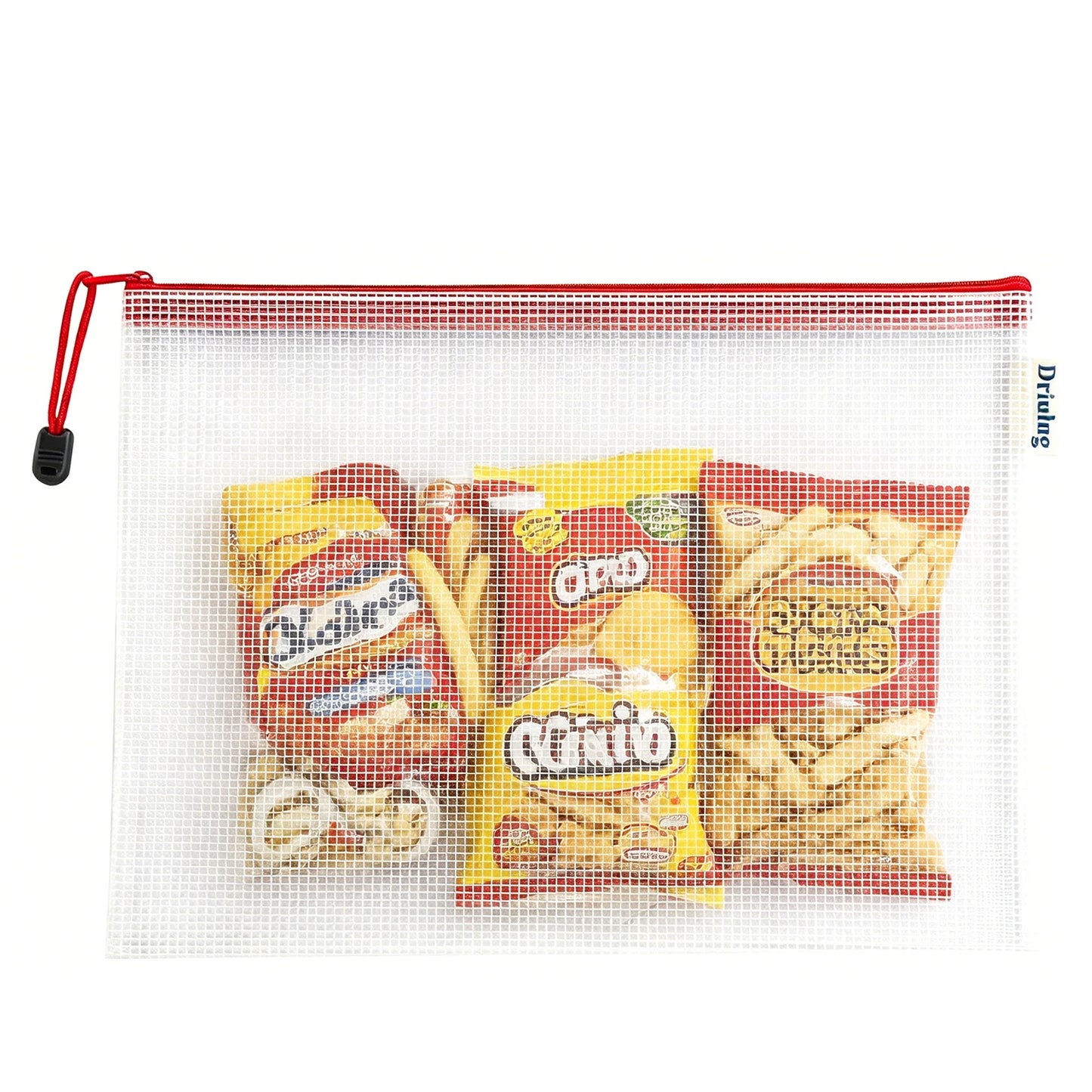 12-Pack Mesh Zipper Bags — A4 Letter Size, Green Color Set, Thickened Waterproof PVC Grid Document Pouches for Home, Travel & Everyday Use - Back View - Driulug supplier