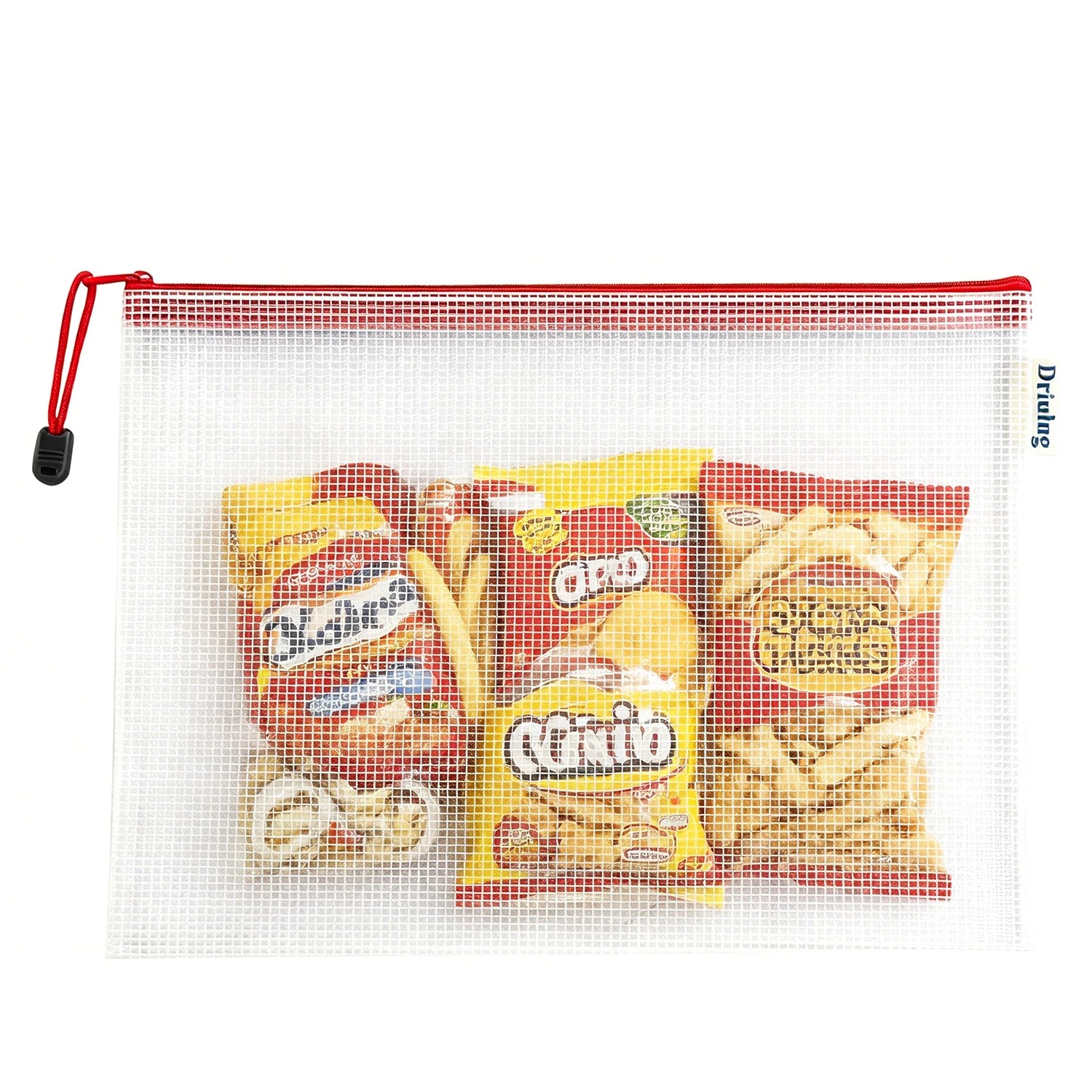 12-Pack Mesh Zipper Bags — A4 Letter Size, Green Color Set, Thickened Waterproof PVC Grid Document Pouches for Home, Travel & Everyday Use - Back View - Driulug supplier