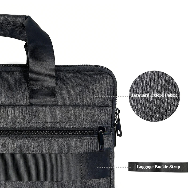 Professional Jacquard Oxford Slim Briefcase - Urban Business Laptop Bag — Gray - Detail View - Driulug supplier
