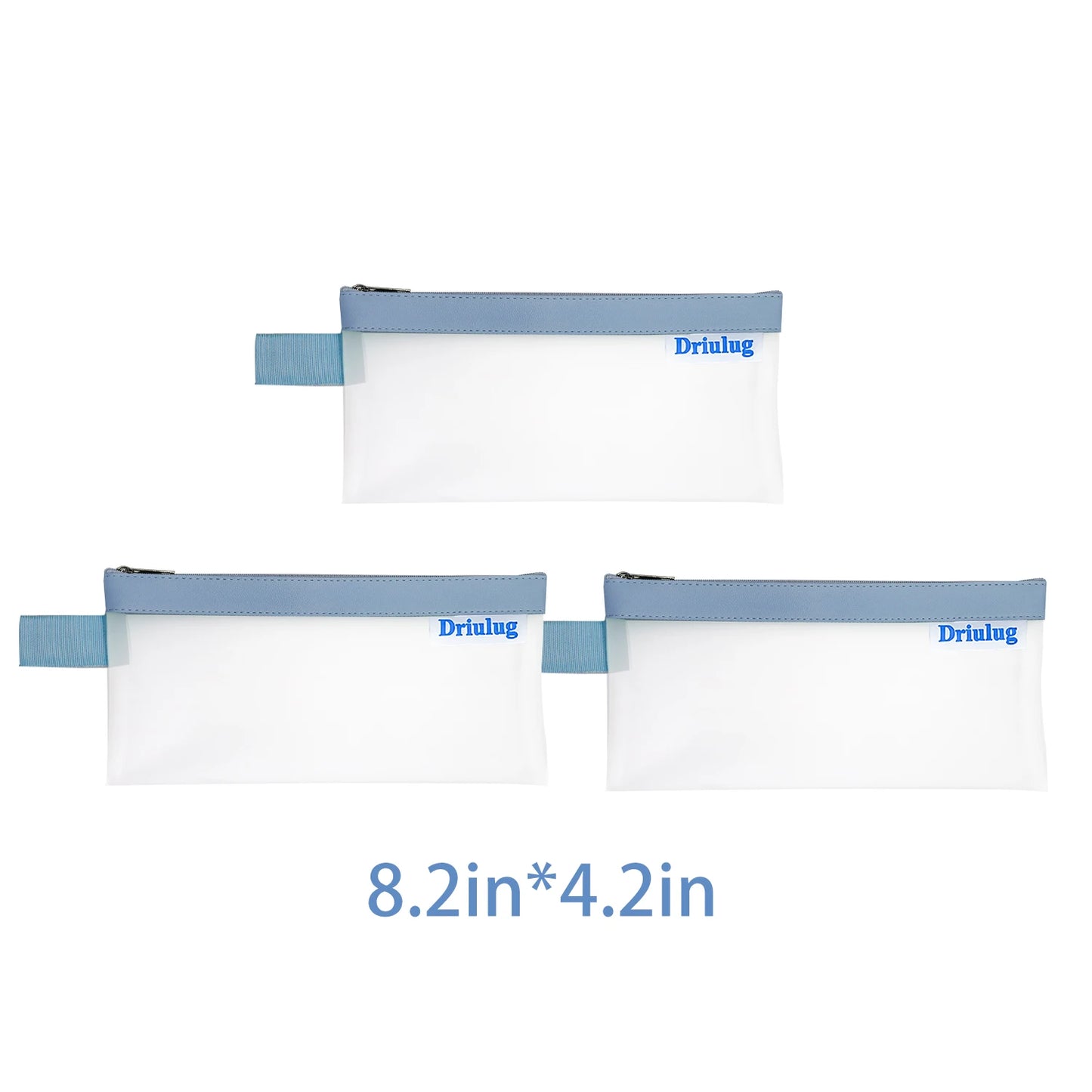 Bulk Pack: Small Minimalist Frosted Waterproof Zipper Storage Pouch (Set of 3 - Single Size) - Side View - Driulug supplier