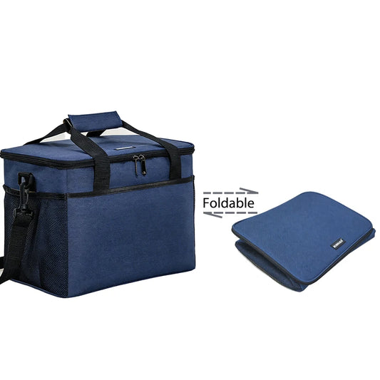 20L Extra Thickened Insulated Picnic Cooler Bag with Shoulder Strap — Black - Main View - Driulug supplier