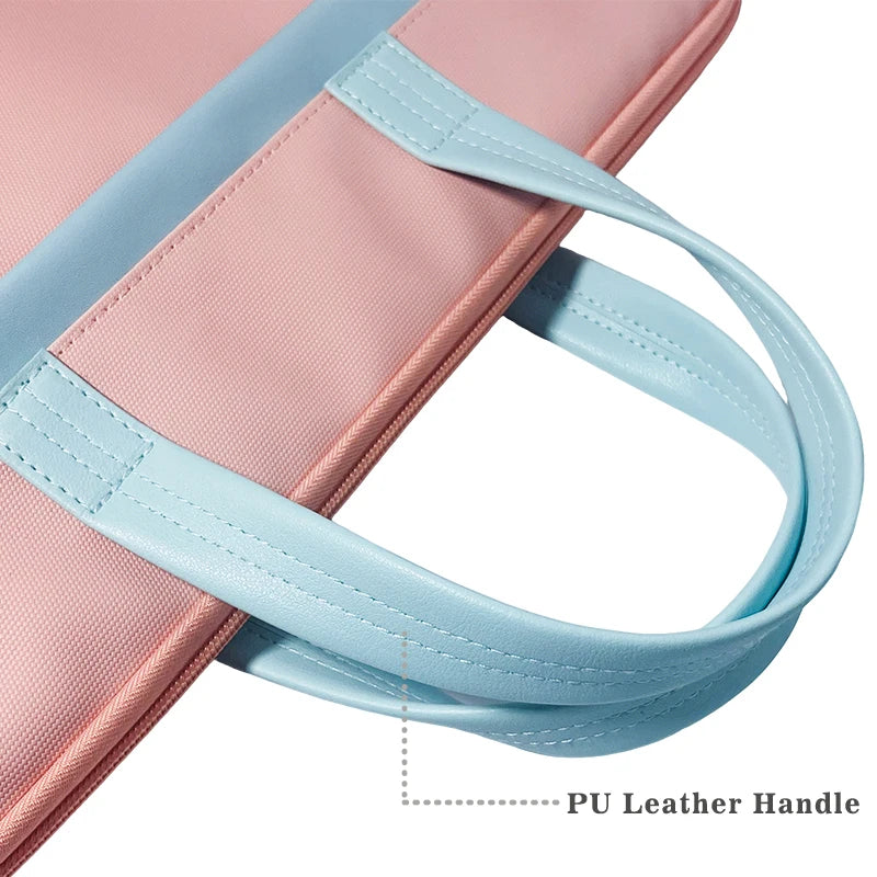 Premium Matte Textured Patchwork Business Briefcase - Professional Laptop Bag — Pink - Back View - Driulug supplier
