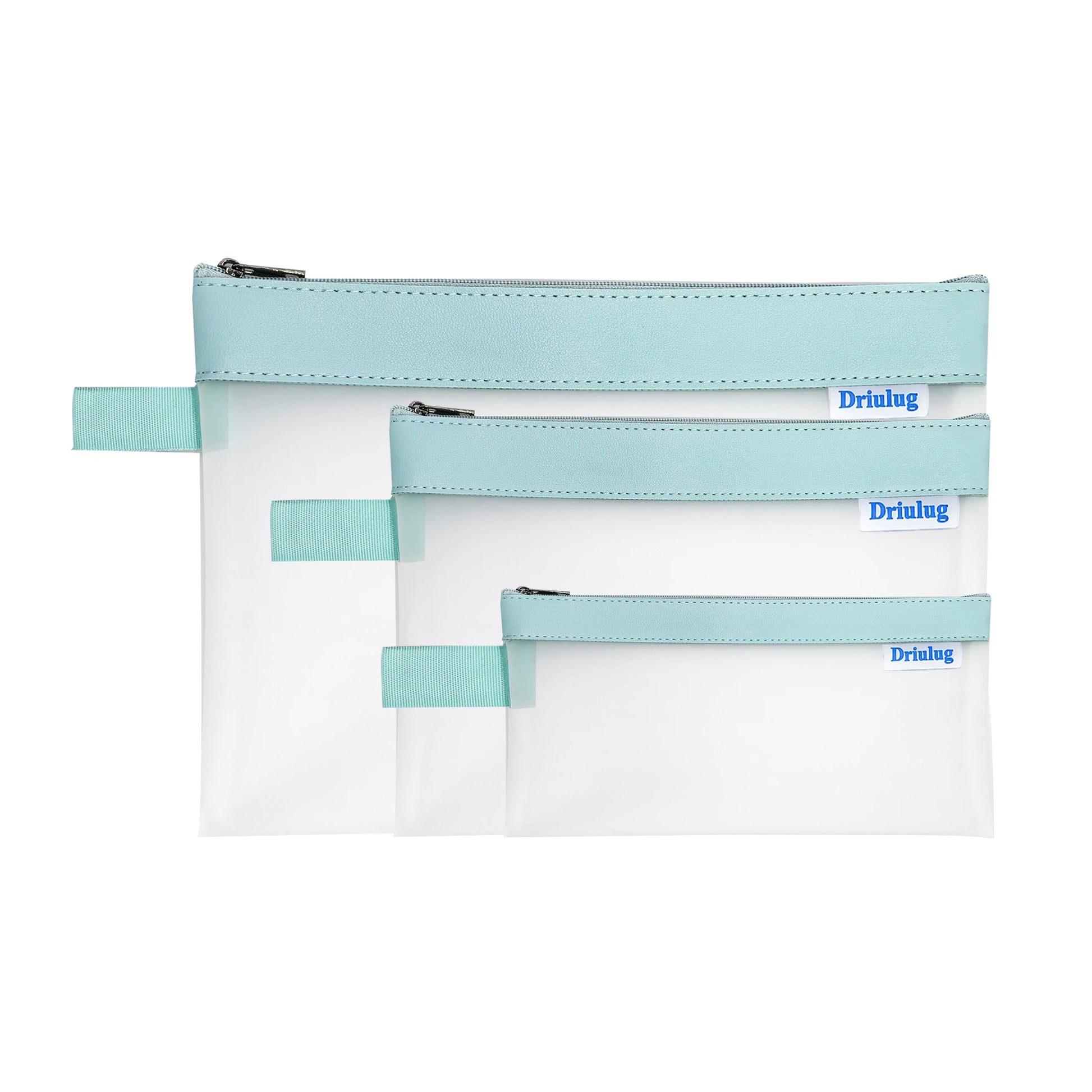 Minimalist Light Blue Frosted Waterproof Zipper Storage Pouch Set (3-Piece) - Eco-Friendly TPU Organizer - Main View - Driulug supplier