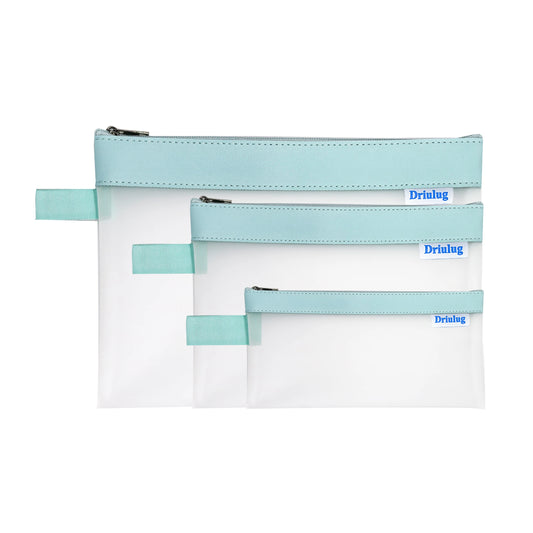 Minimalist Light Blue Frosted Waterproof Zipper Storage Pouch Set (3-Piece) - Eco-Friendly TPU Organizer - Main View - Driulug supplier