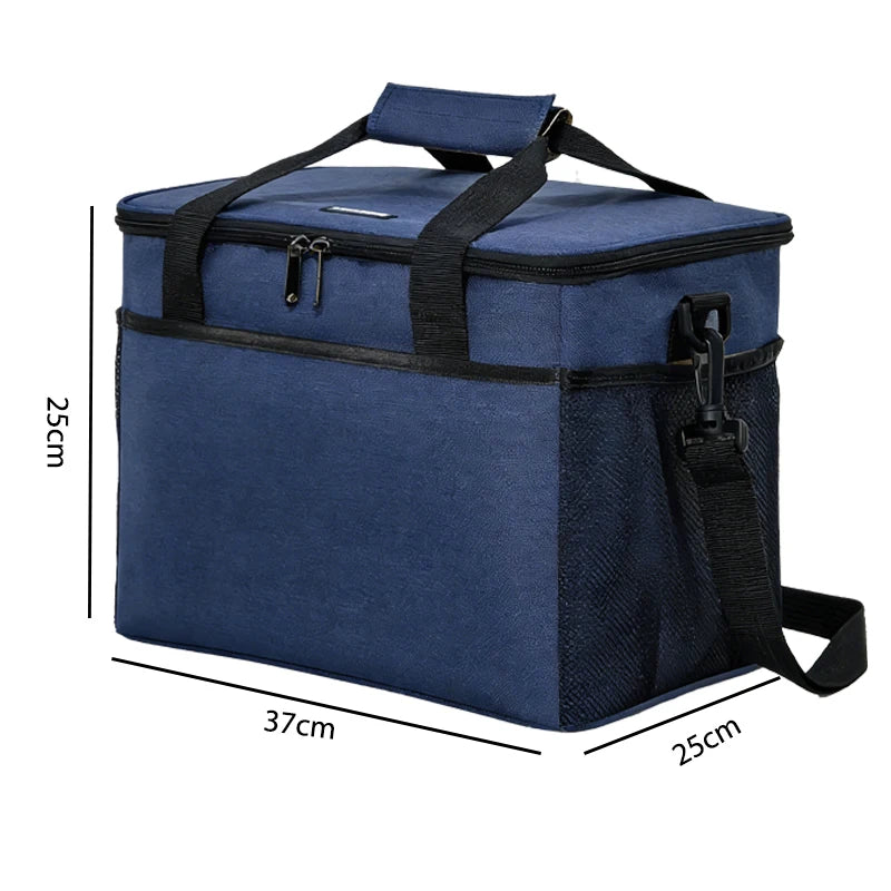 20L Extra Thickened Insulated Picnic Cooler Bag with Shoulder Strap — Black - Product Dimensions - Driulug supplier