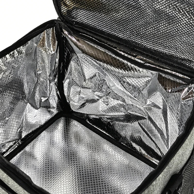 20L Extra Thickened Insulated Picnic Cooler Bag with Shoulder Strap — Black - Back View - Driulug supplier