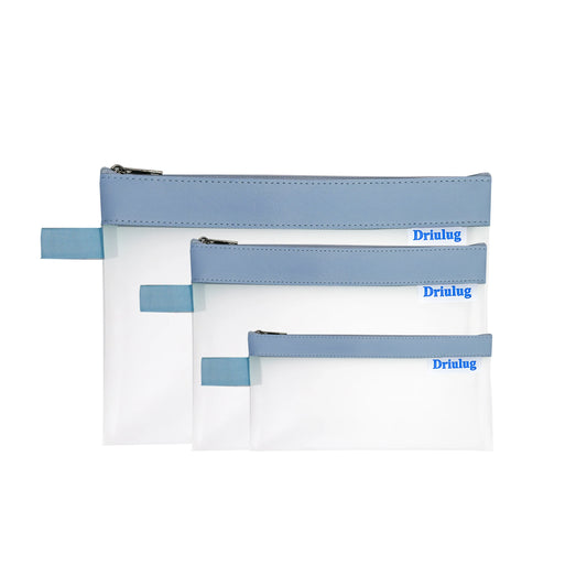Minimalist Blue Frosted Waterproof Zipper Storage Pouch Set (3-Piece) - Eco-Friendly TPU Organizer - Main View - Driulug supplier