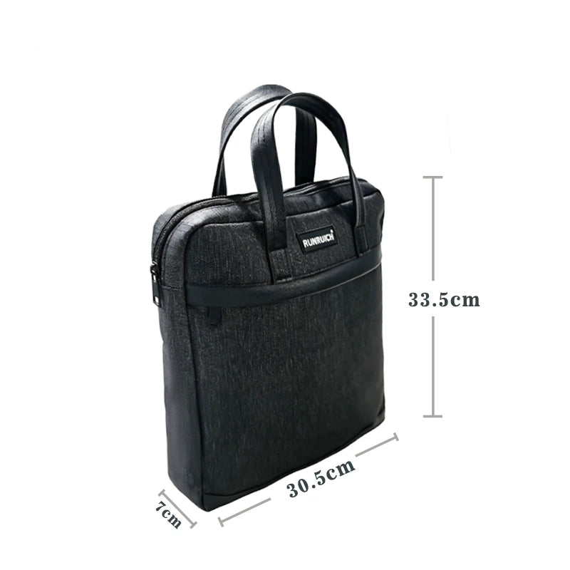 Premium Vertical Laptop Briefcase - Matte Black — Black - Side View - Driulug supplier