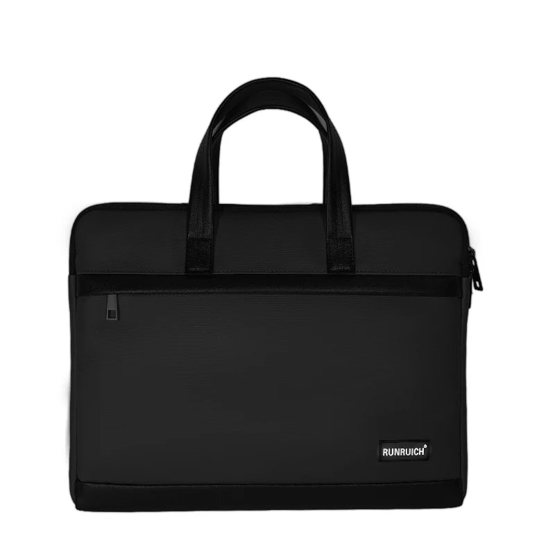 Premium Matte Textured Patchwork Business Briefcase - Professional Laptop Bag — Black - Main View - Driulug supplier