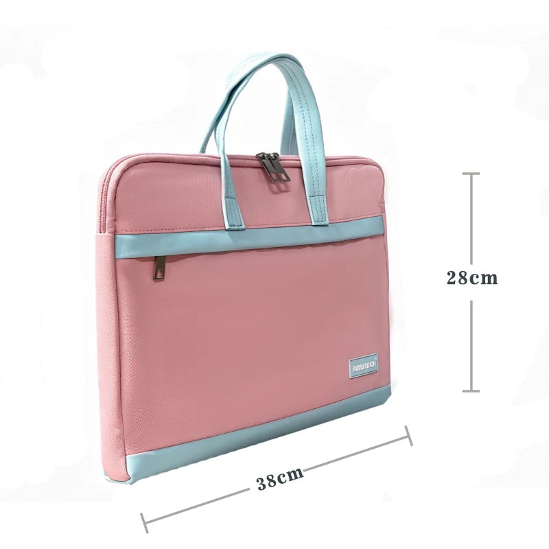 Premium Matte Textured Patchwork Business Briefcase - Professional Laptop Bag — Pink - Usage Scenario - Driulug supplier