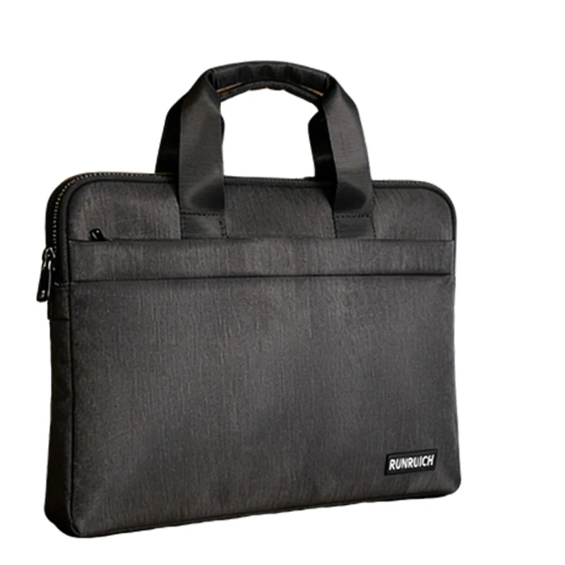 Professional Jacquard Oxford Slim Briefcase - Urban Business Laptop Bag — Black - Close-up View - Driulug supplier