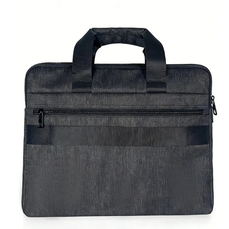 Professional Jacquard Oxford Slim Briefcase - Urban Business Laptop Bag — Black - Detail View - Driulug supplier