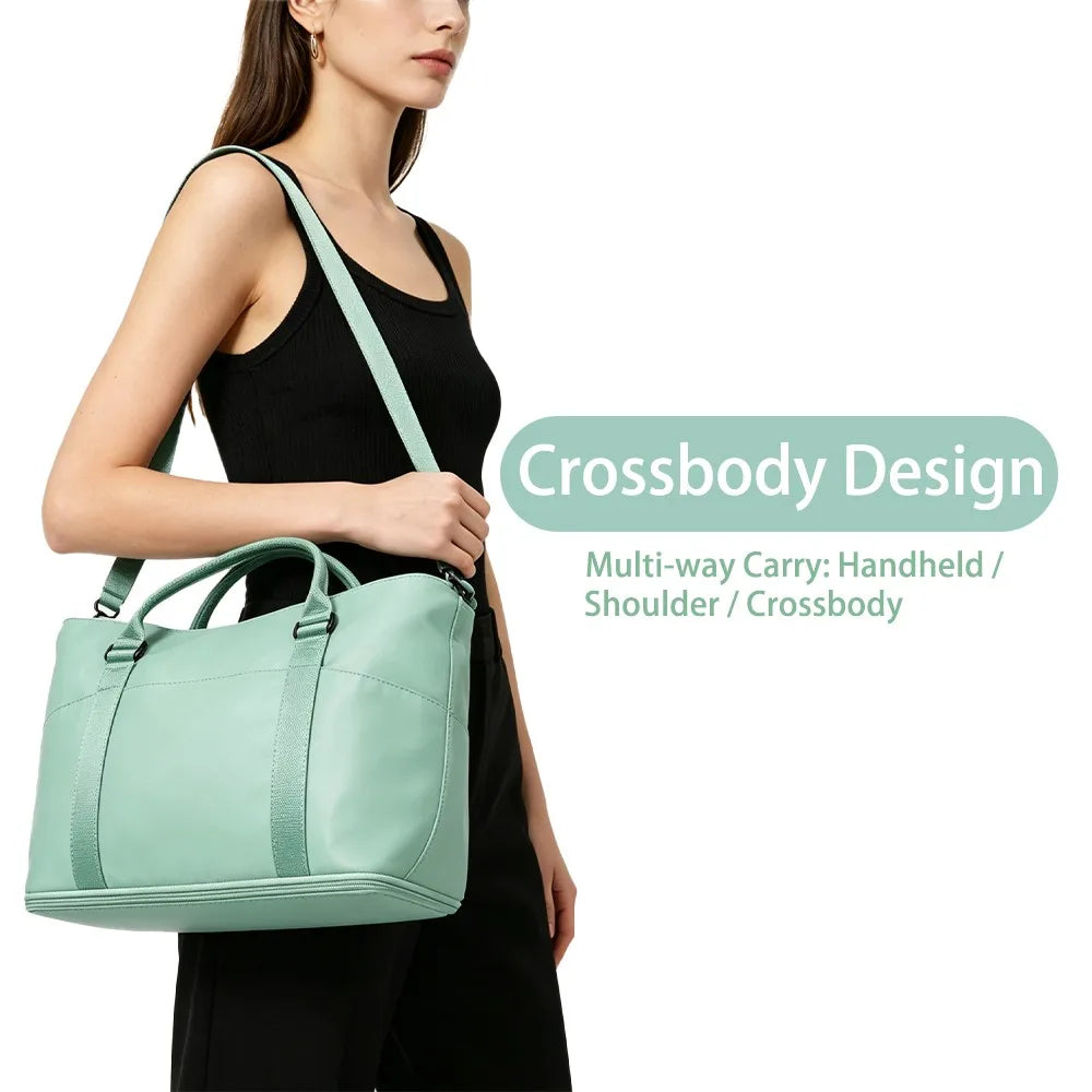 Expandable Travel Tote Bag with Luggage Sleeve — 24L to 32L Olive Green Weekender Duffel - Detail View 8 - Driulug supplier
