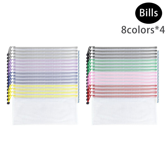 32-Pack Mesh Zipper Bags - Bills Size | 8 Colors Waterproof PVC Document Organizer for Office, School, Travel, Puzzle & Craft Storage - Main View - Driulug supplier