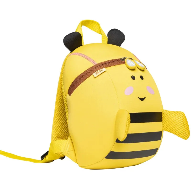 Cute Bee Kids Backpack — 3D Neoprene Cartoon Toddler School Bag, Yellow
