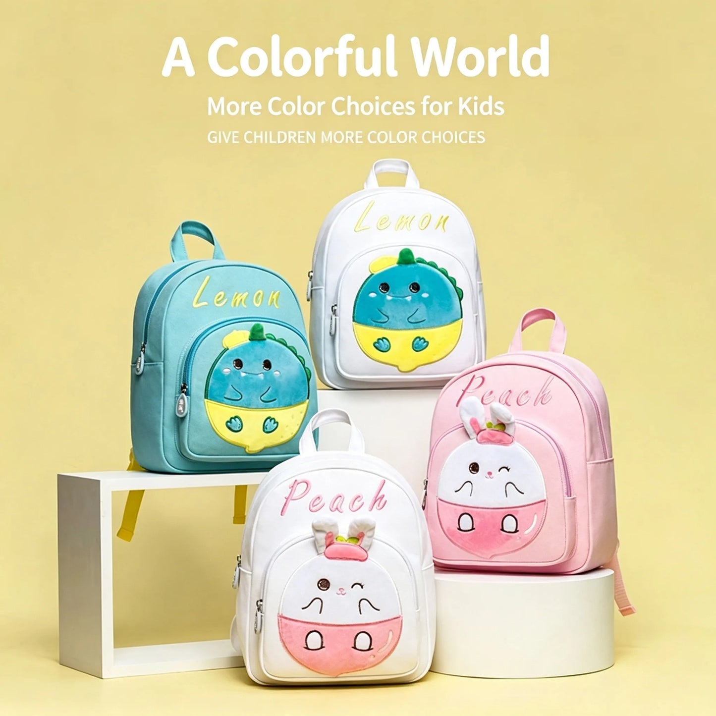 Cute Lemon Dinosaur Kids Backpack — Frui — Features Detail — Driulug Kids School Bag