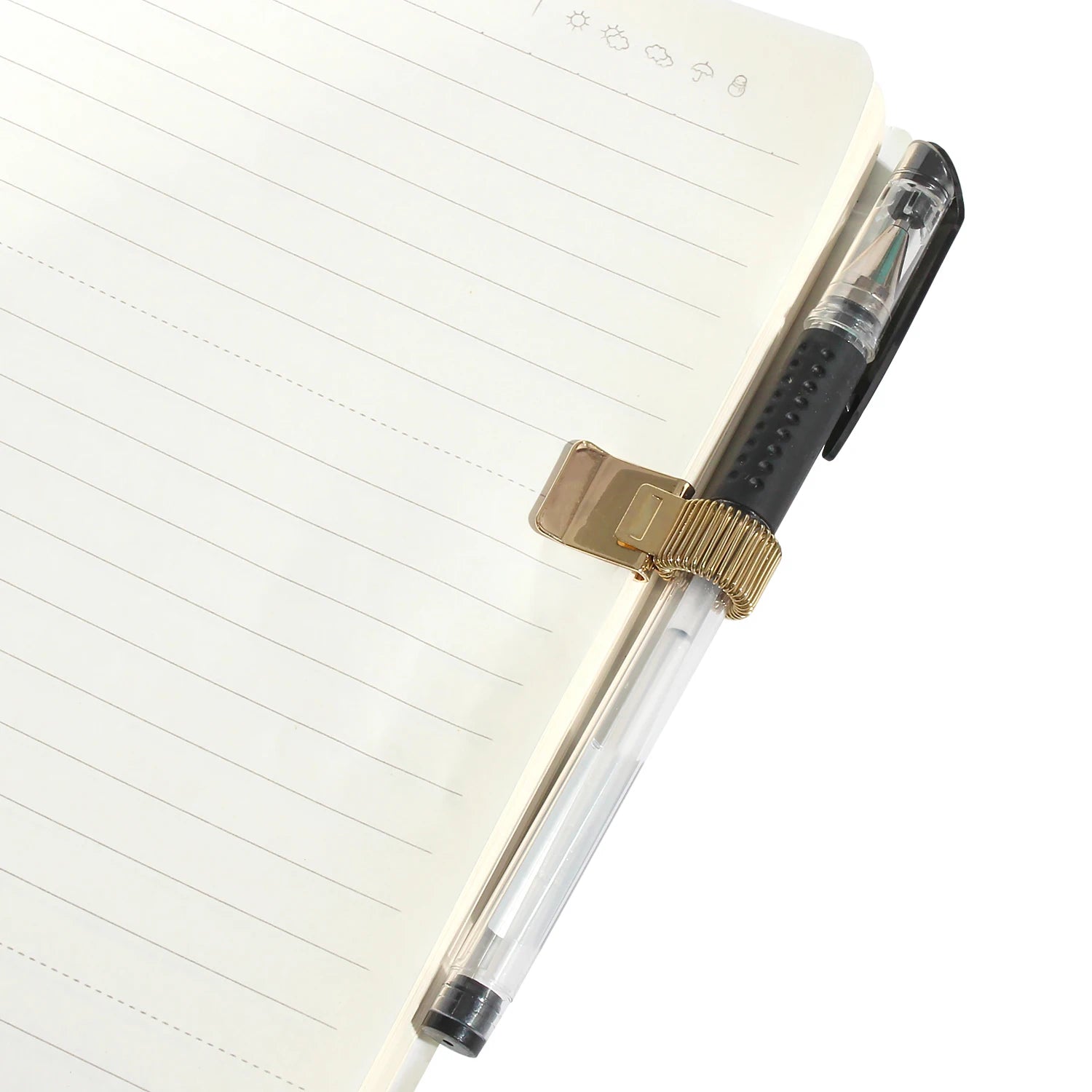 Classic Metal N1-Style Pen Holder with Fixed Spring Loop - Premium Gold & Color Series - Back View - Driulug supplier