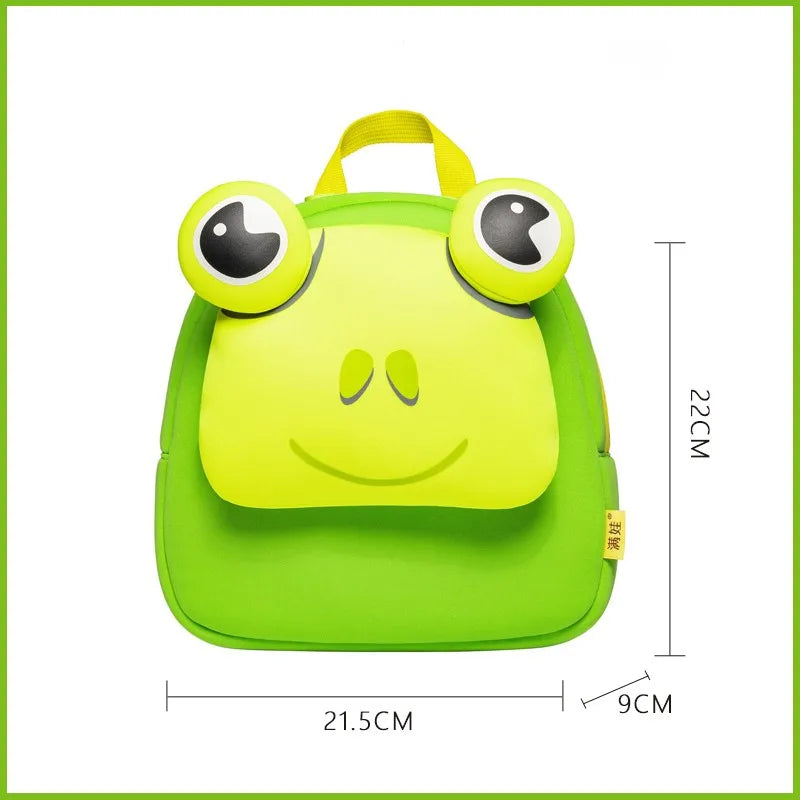Cute Frog Kids Backpack — 3D Neoprene Ca — 3D Detail Close-Up — Driulug Children Bag