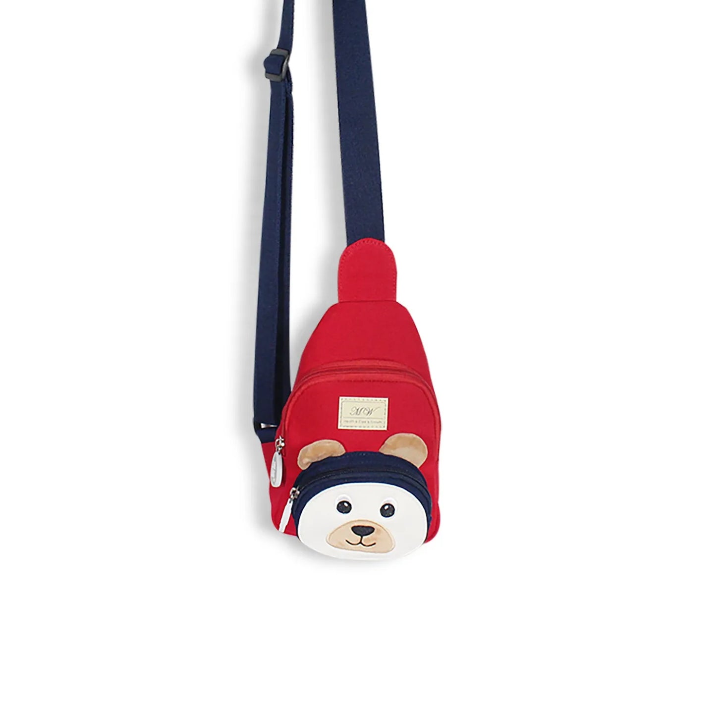 Bear Canvas Kids Crossbody Chest Bag — 12oz Cotton Casual Toddler Sling Pack, 3D Cartoon Animal Design