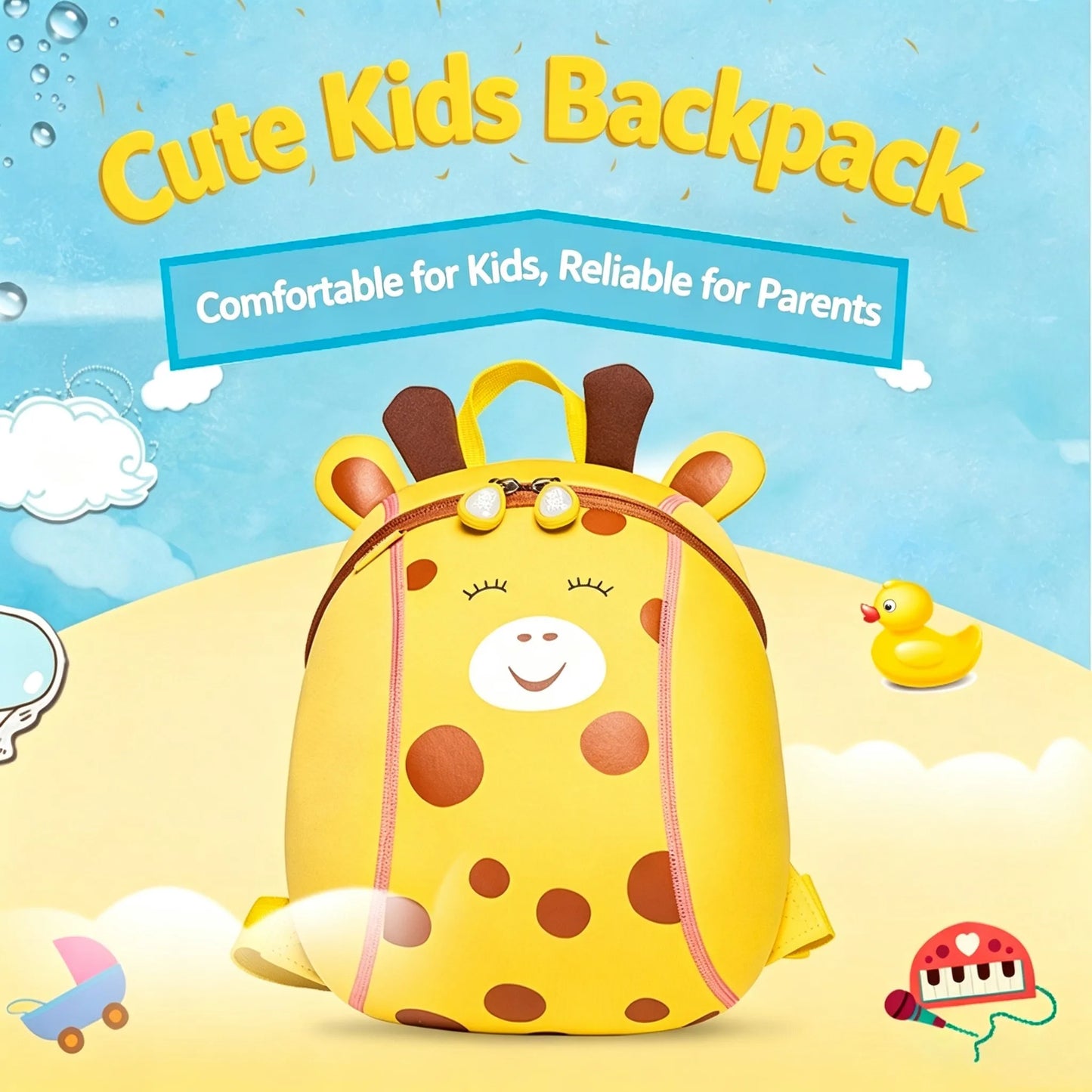 Cute Giraffe Kids Backpack Small — 3D Ne — Detail View 8 — Driulug Supplier
