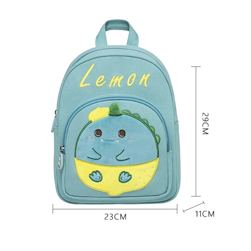Cute Lemon Dinosaur Kids Backpack — Frui — 3D Detail Close-Up — Driulug Children Bag