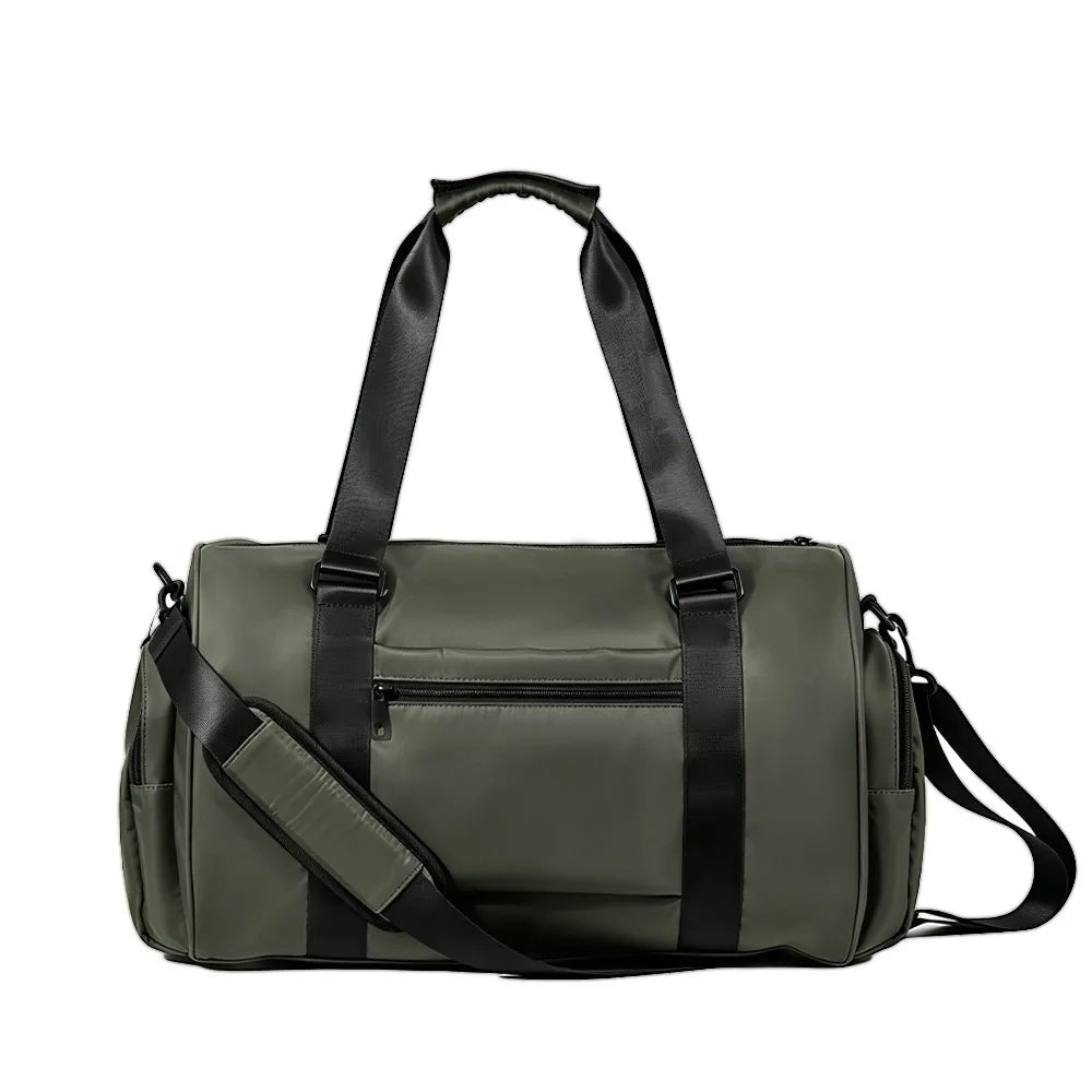 Military Green Waterproof Sports Duffel Bag with Shoe Compartment — 35L Gym Travel Bag - Detail View 2 - Driulug supplier