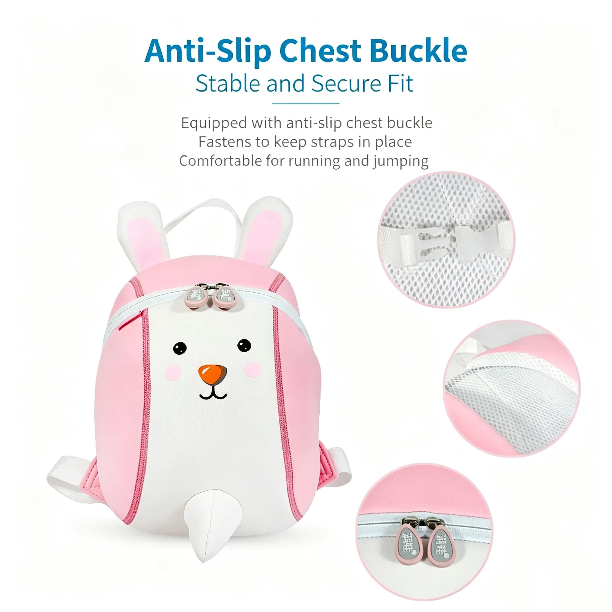 Cute Bunny Kids Backpack — 3D Neoprene C — Detail View 10 — Driulug Supplier