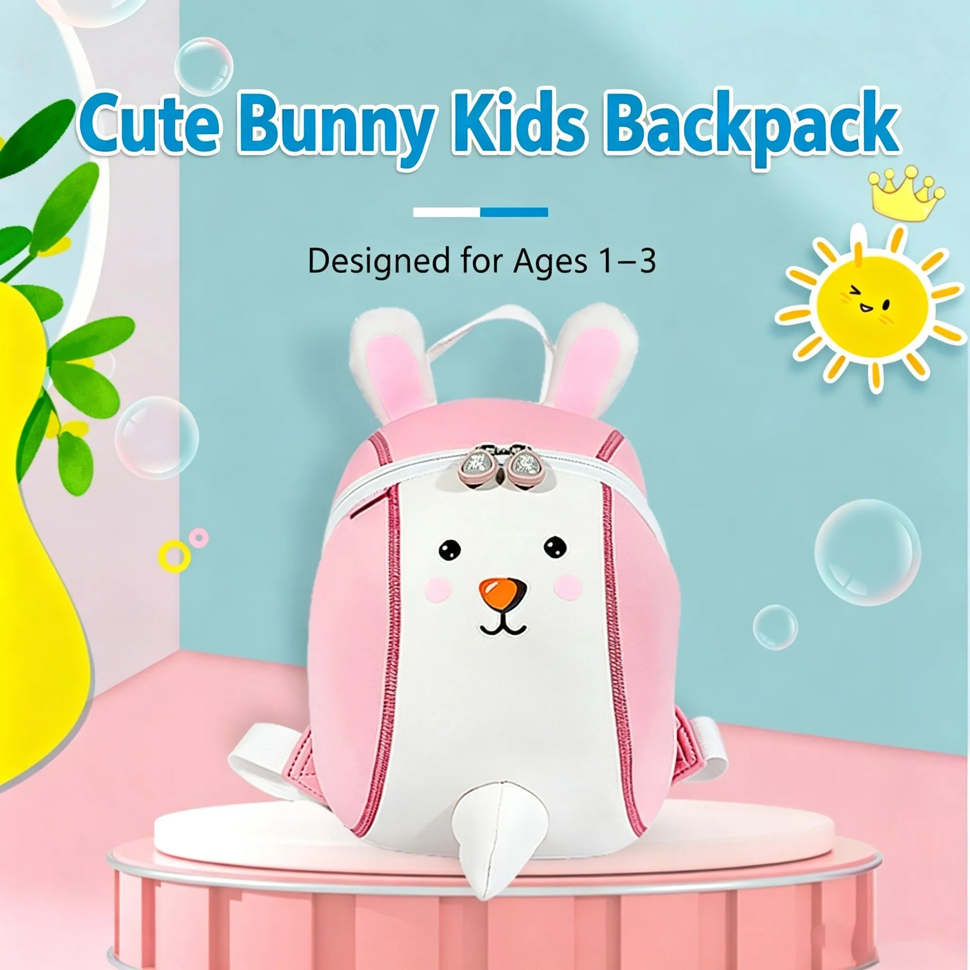Cute Bunny Kids Backpack — 3D Neoprene C — Detail View 8 — Driulug Supplier