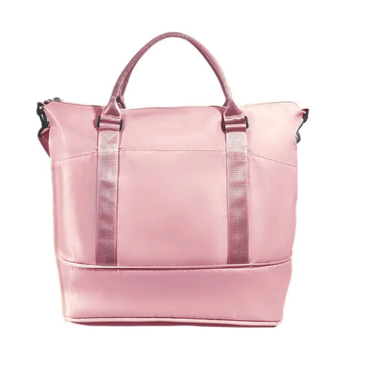 Expandable Travel Tote Bag with Luggage Sleeve — 24L to 32L Light Pink Weekender Duffel - Main View - Driulug supplier