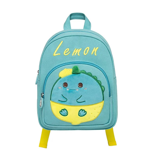 Cute Lemon Dinosaur Kids Backpack — Frui — Main View Front — Driulug Kids Backpack Supplier