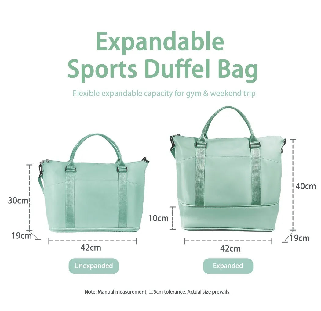 Expandable Travel Tote Bag with Luggage Sleeve — 24L to 32L Olive Green Weekender Duffel - Detail View 10 - Driulug supplier