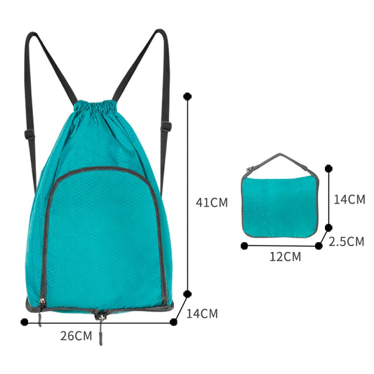 Lake Teal Lightweight Foldable Drawstring Sports Backpack | Ball Compartment - Main View - Driulug supplier