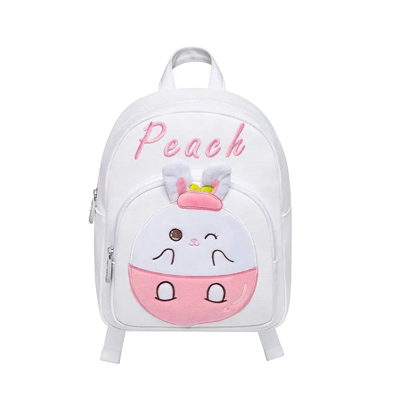 Cute Peach Bunny Kids Backpack — Fruit E — Main View Front — Driulug Kids Backpack Supplier