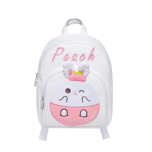 Cute Peach Bunny Kids Backpack — Fruit E — Main View Front — Driulug Kids Backpack Supplier