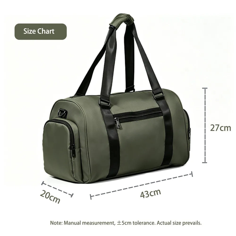 Military Green Waterproof Sports Duffel Bag with Shoe Compartment — 35L Gym Travel Bag - Detail View 5 - Driulug supplier