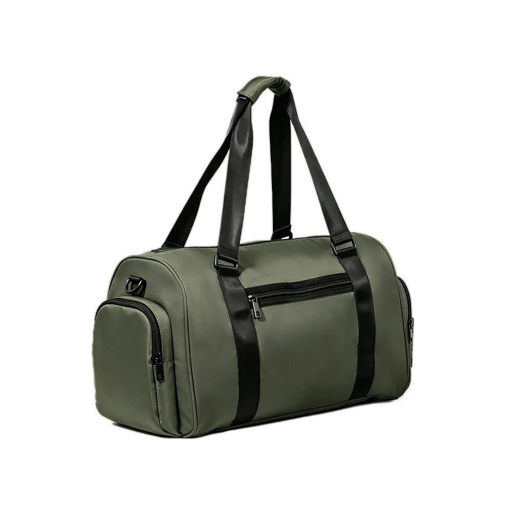 Military Green Waterproof Sports Duffel Bag with Shoe Compartment — 35L Gym Travel Bag - Detail View 3 - Driulug supplier