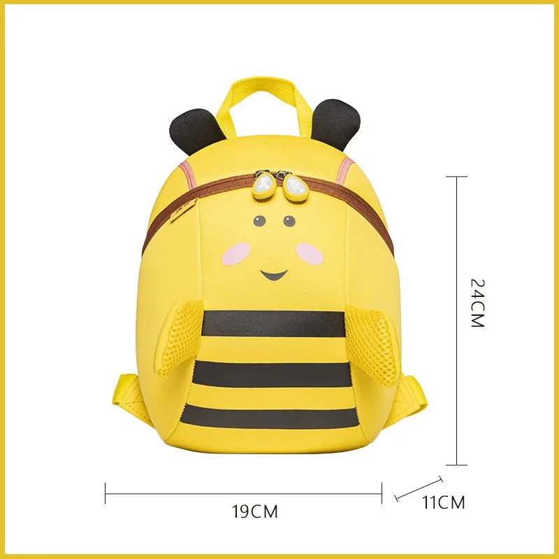 Cute Bee Kids Backpack — 3D Neoprene Cartoon Toddler School Bag, Yellow