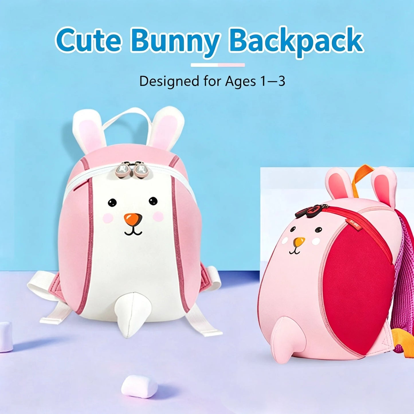Cute Bunny Kids Backpack — 3D Neoprene C — Detail View 9 — Driulug Supplier